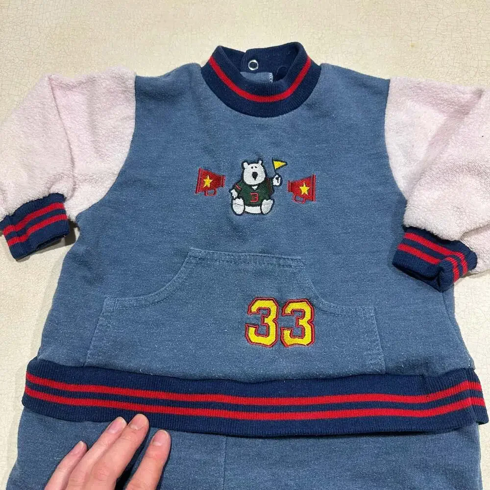 Vintage Buster Brown Boys Football Bear Sweatshirt and Pants Set 18M